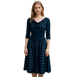 Vintage Women's Size 11 Knit Satin & Velvet Crinoline Black Dress, Medium